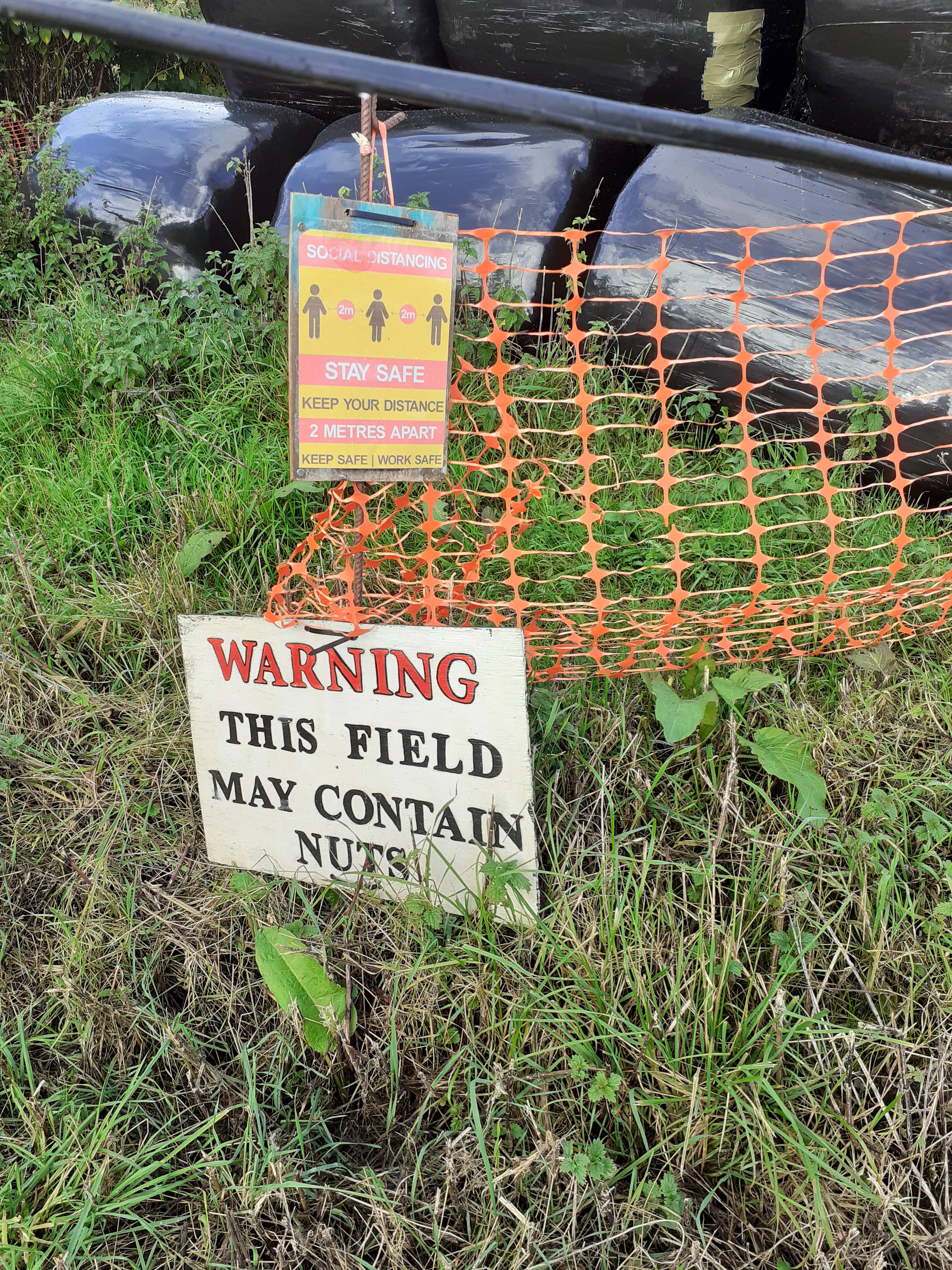 Social distancing sign and netting